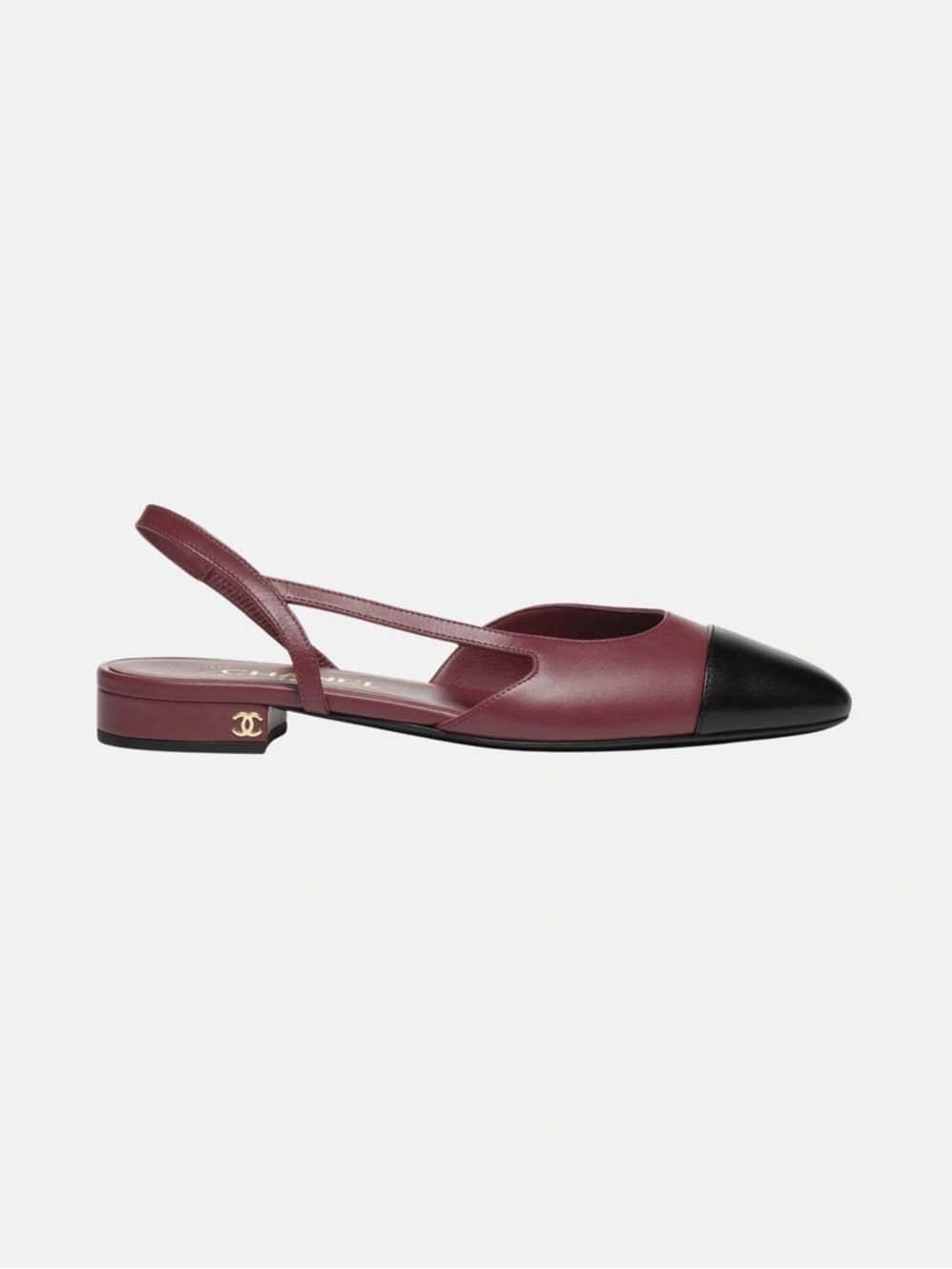 Chanel | Burgundy Cap Toe Slingback Flats (Sz 38)